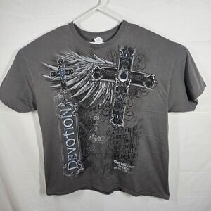 Gildan Mens 2XL Y2K ‎ Christian Graphic T-Shirt Cross Wings Devotion Bible Verse